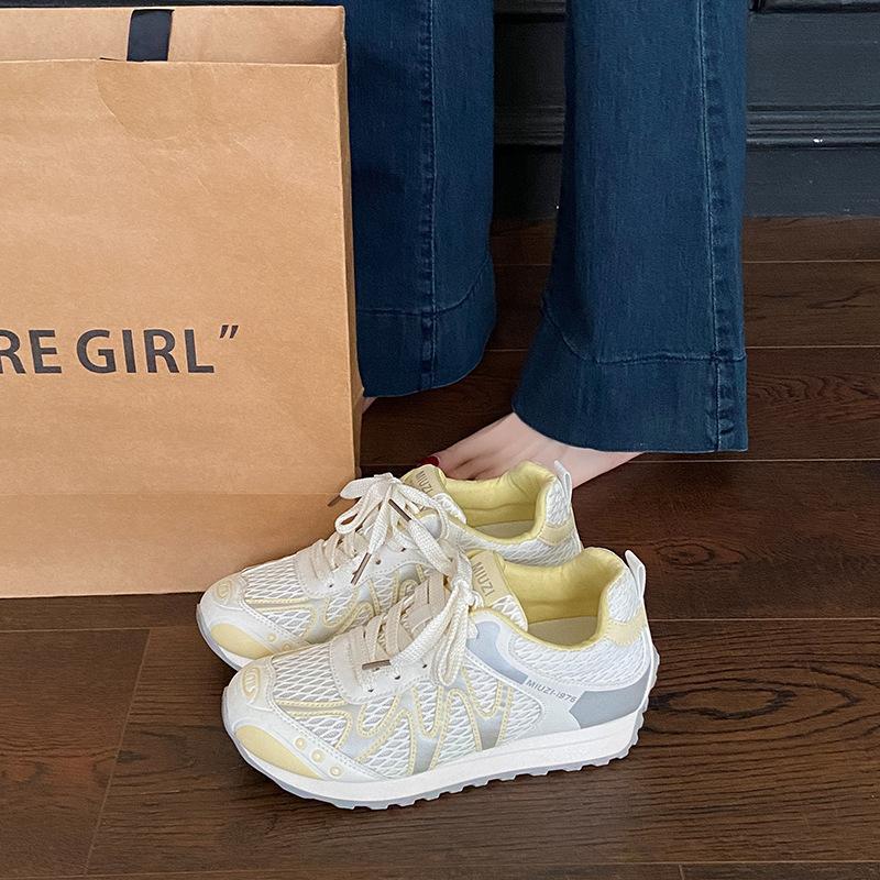 Dad shoes women's breathable casual sports shoes summer mesh new European products 2025 thick-soled fashion versatile little white shoes