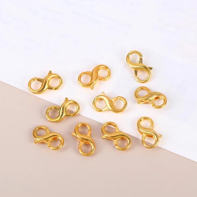 

10Pcs Figure Eight Closure Clasps Lobster Clasp For Key Ring Necklace Chain Connector Hook DIY Accessories For Jewelry Finding золотий