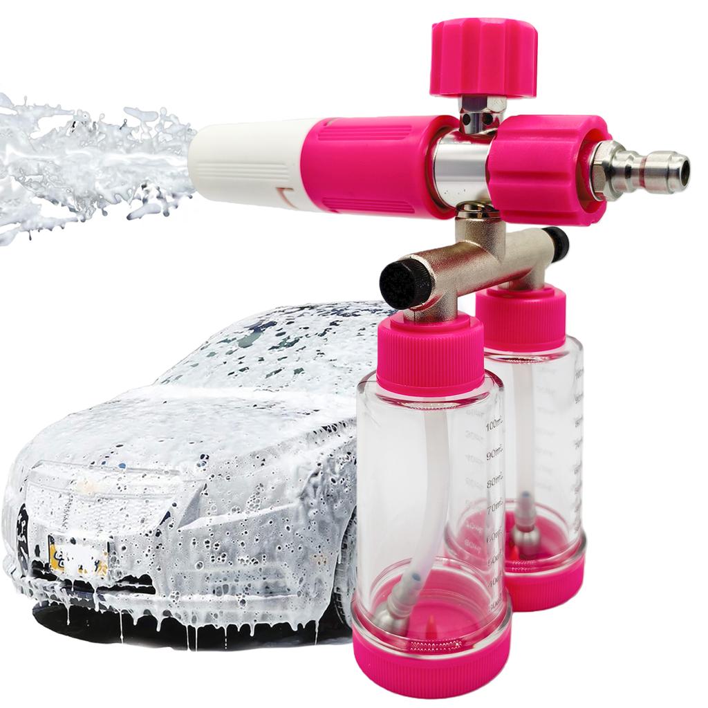 100ML Schaumsprüher für die Autowäsche mit zwei Behältern und 1/4 Zoll Schnellkupplung Tragbare Auto-Waschmaschine Verstellbares Reinigungsgerät für Zuhause