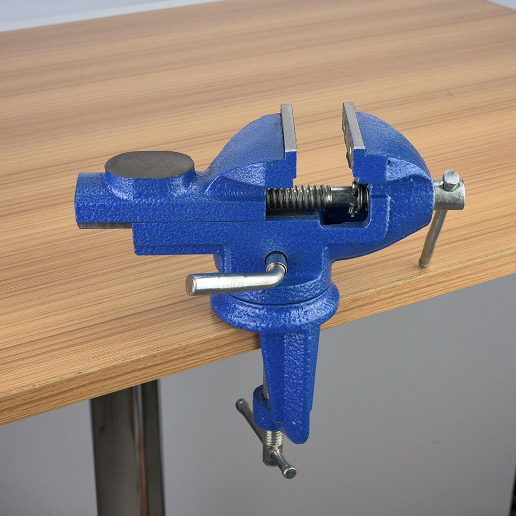 Clamp On  Bench Vise Swivel Table Clamp with Anvil for Jewelry Woodworking (60mm)