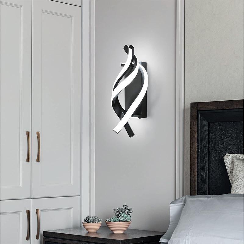Modern LED Wall Lamp Home Line Decoration Wall Lamp Living Room Background Wall Bedroom Headboard Black White Lighting Lustre