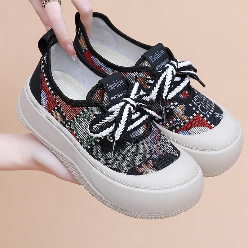 Shoes women's leisure sports comfortable height increase breathable lace-up fashion single shoes versatile lightweight women's shoes muffin shoes