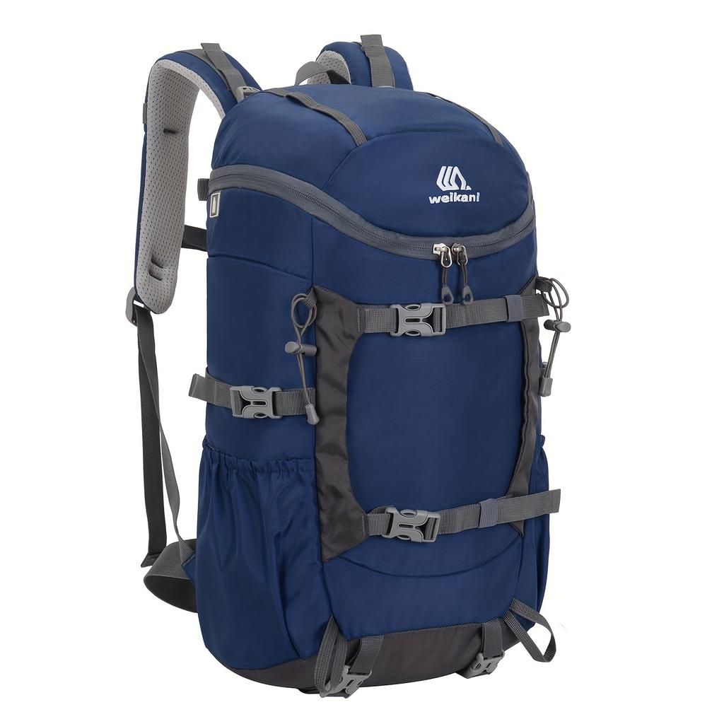 Men's Outdoor Camping Backpack With Trekking Poles Fixed Strap, Large Capacity Travel Hiking Mountaineering Bag, Multi-functional Knapsack