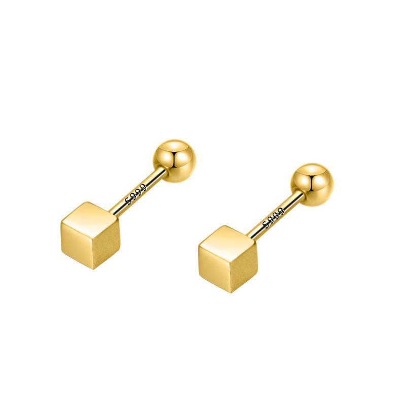 Kleine quadratische Schraubohrringe ohne Ohrlöcher zu dehnen für Frauen