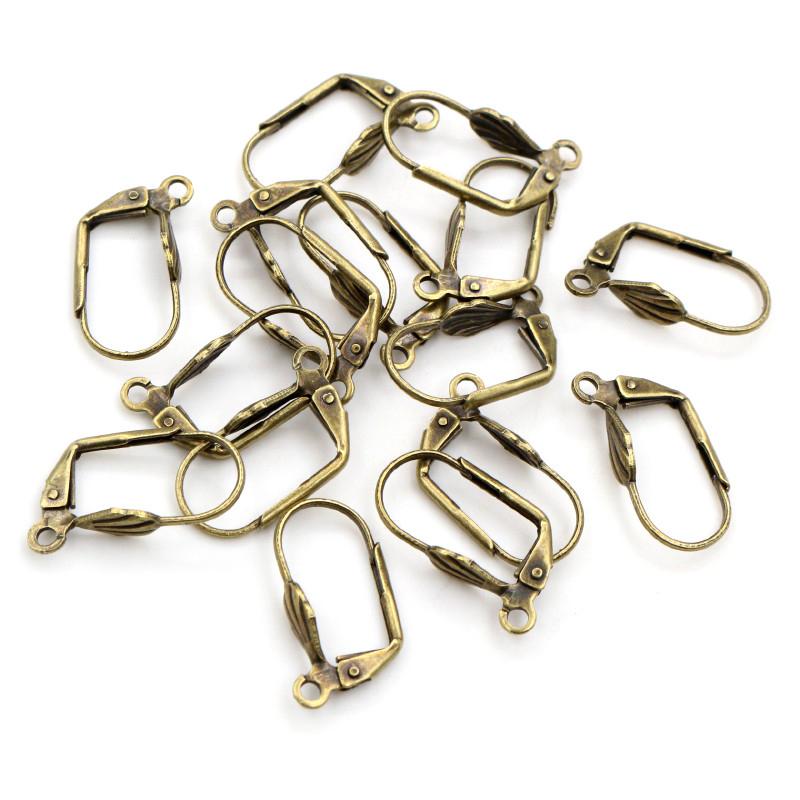 17*11mm 50pcs High Quality 5 Colors Plated Brass French Earring Hooks Wire Settings Base Settings Whole Sale