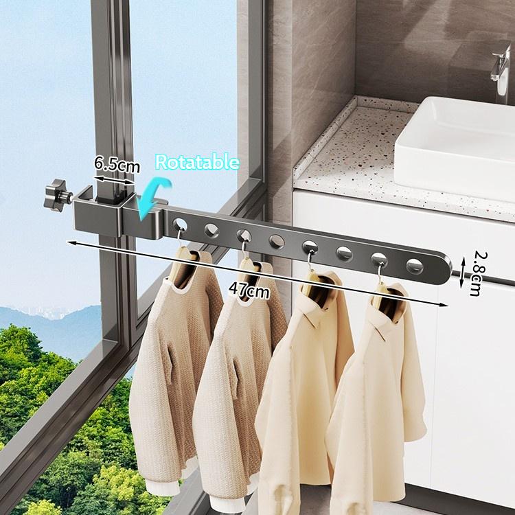 Adjustable Window Frame Drying Rack Wall Mounted Clothes Hanger For Outdoor Bathroom SpaceSaving Aluminum Clothes Organization