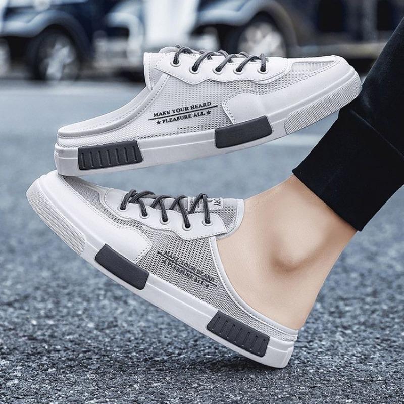 Summer New Men Breathable Casual Shoes Designer Originality Elastic Band Versatile Flats Shoes Half Slippers Male Sandals Tenis