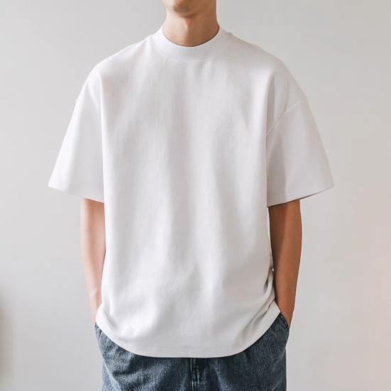 Summer Men T-shirt Round Neck Short Sleeve Solid Color Soft Breathable Thin Pullover Loose Casual Simple Style Couple Top
