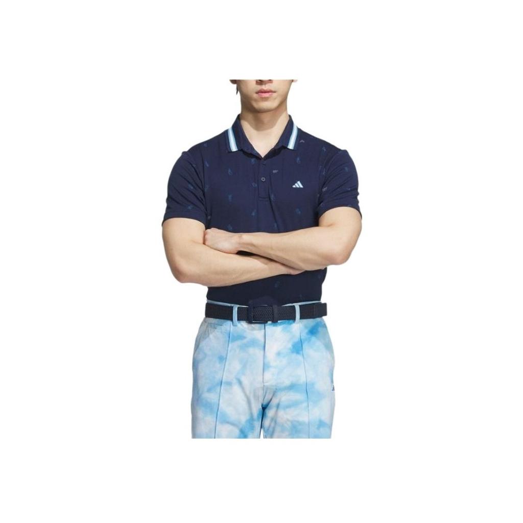 adidas Logo Striped Pullover Polo Shirt Men Tops Navy-Blue IN9048
