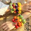 Colorful 3D Fruit Elastic Bangle Resin Exaggerated Bracelet Unique Beaded Bracelet  Women