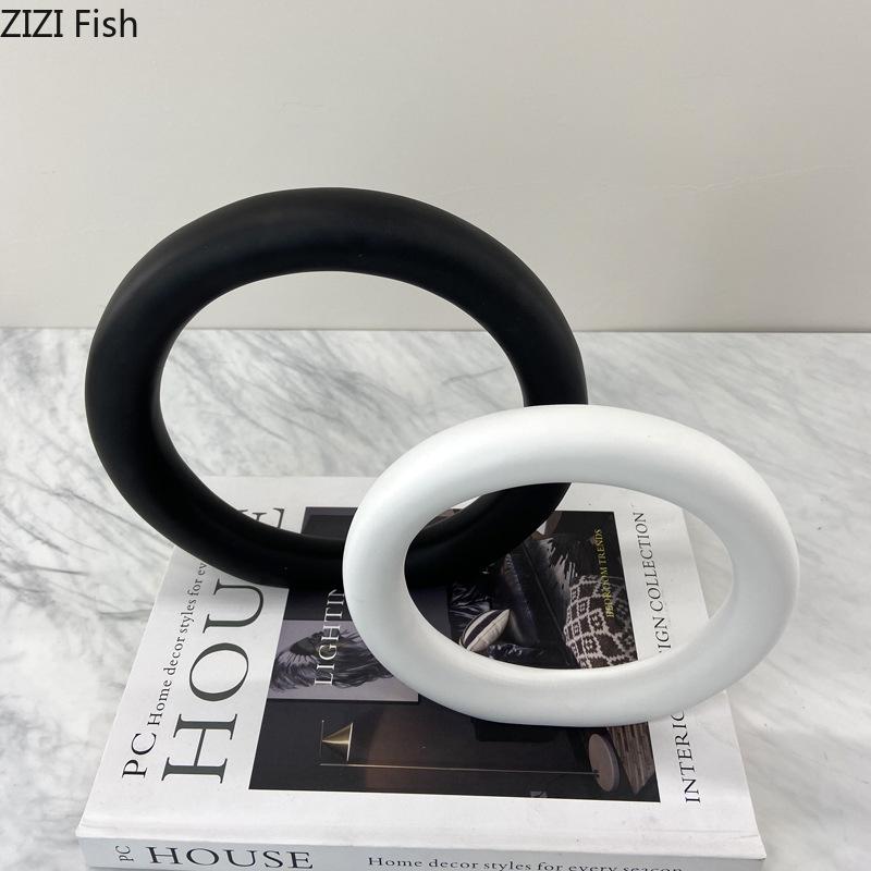 Minimalism Geometric Circle Sculpture Desk Decoration Creative Ornaments Modern Crafts Abstract Statue Room Aesthetic Decor