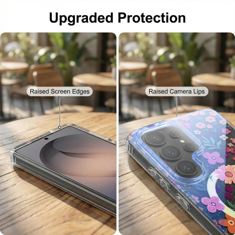 Blue Light Jungle Series Magnetic TPU Phone Case For Samsung Galaxy S24+ 5G, Raised Lens Screen Wireless Charging Protective Cover