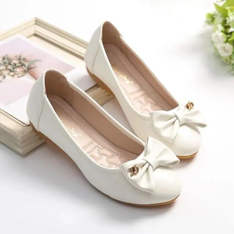 Fashion Slip-on Round Toe Moccasins Ladies Footwear with Bow High Quality Fashion Korean Style Stylish 2025 Summer 39 Women's Flat Shoes