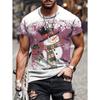 Funny Men's T-Shirts Santa Claus Christmas Oversized Short Sleeve with Snowflakes Print Red Casual O-Neck Outfit Men Clothing
