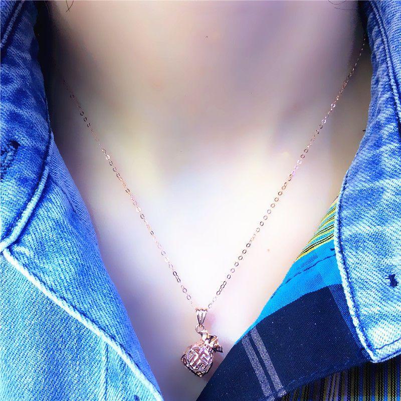 Exquisite Russian Purple Gold Plated Rose Gold Color Gold Plated Money Bag Pendant Classic Fortune Fashion Temperament Collarbone Chain