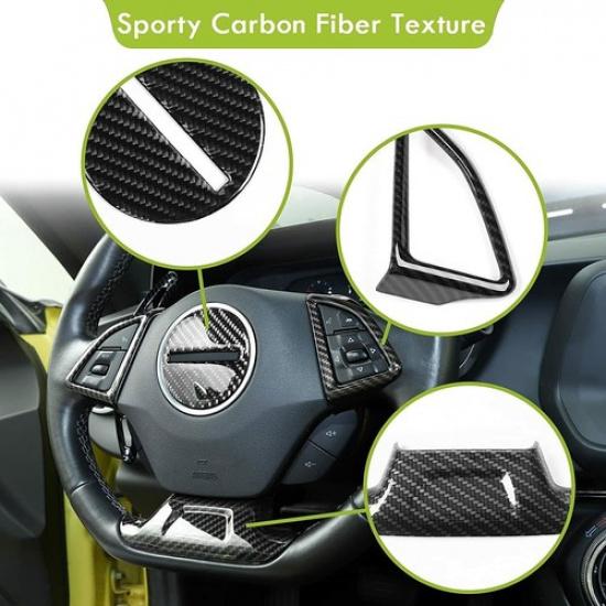 Center Console Steering Wheel Cover Trim Kit for Chevy Camaro 2017+ Carbon Fiber