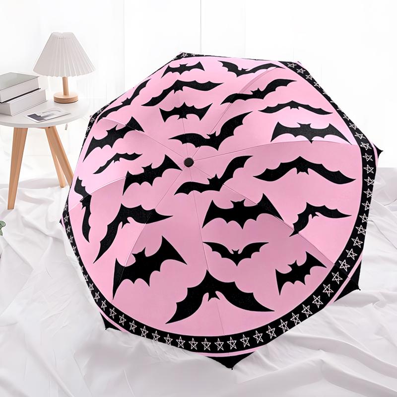 Halloween Night Bat Umbrella Automatic Open/close, Sturdy Iron Frame & 8-Rib Structure, Umbrella for Women & Men, Christmas Gift
