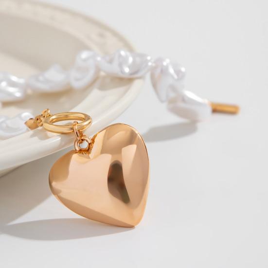 Heart Pendant Necklace Irregular Faux Pearls Clavicle Necklace Bracelet Chunky Choker Necklace Romantic Jewelry Gift for Her