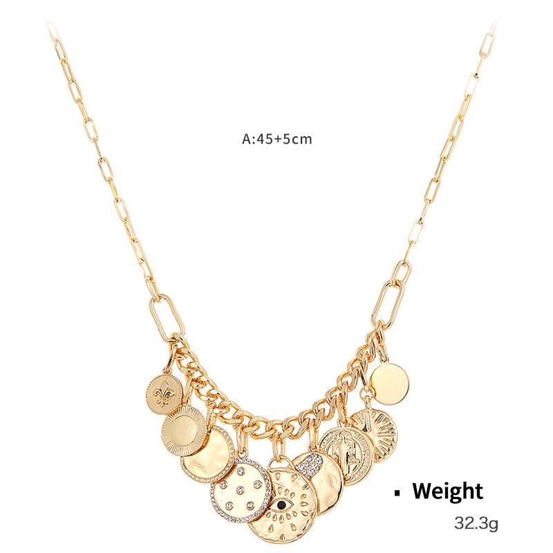BLINGBAY Women's Pendant Necklace New Exquisite Mysticism Coins Diamond Relief Small Pendant Bib Vintage Necklace Modern Jewelry Gift