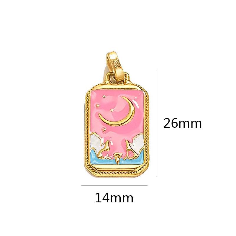 mysterious Personality Tarot card charm for women Oil-Dripping Stainless Steel Gold Color Pendant DIY Making Jewelry Accessories