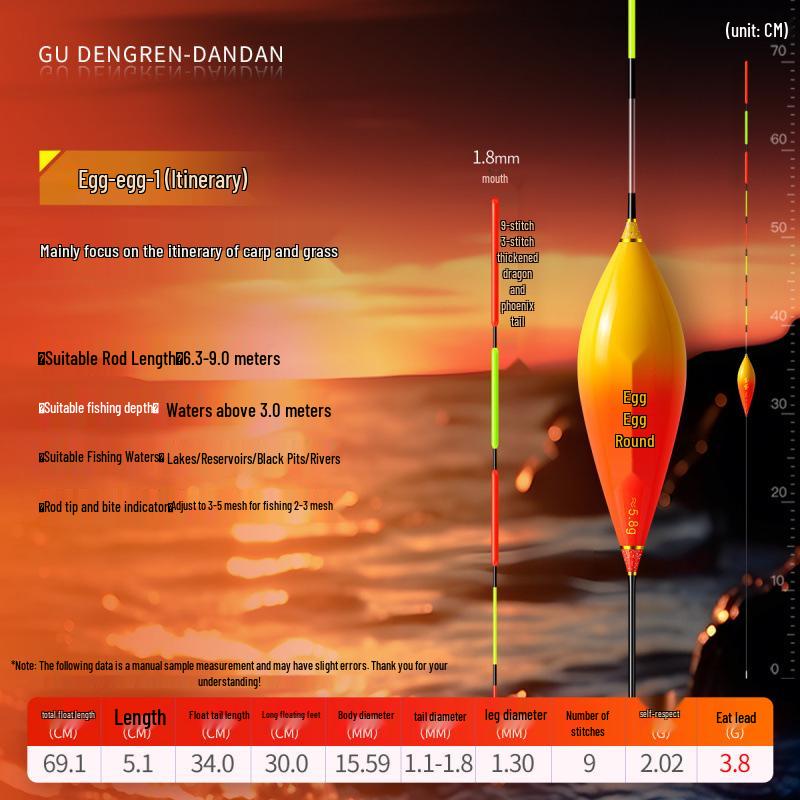 Windproof, Wave-Resistant Crystal Tail Fishing Float for Grass and Crucian Carp - Anti-Drift Design