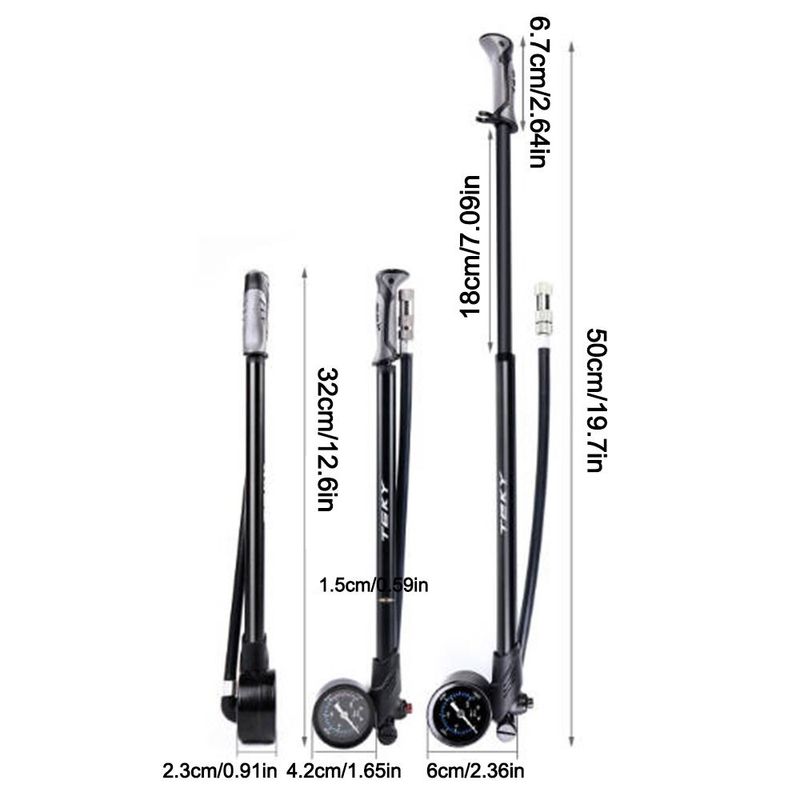 Portable 300 PSI Mountain Bike Pump Presta/Schrader Valves Universal Fork Pump Durable Suspension Pump MTB