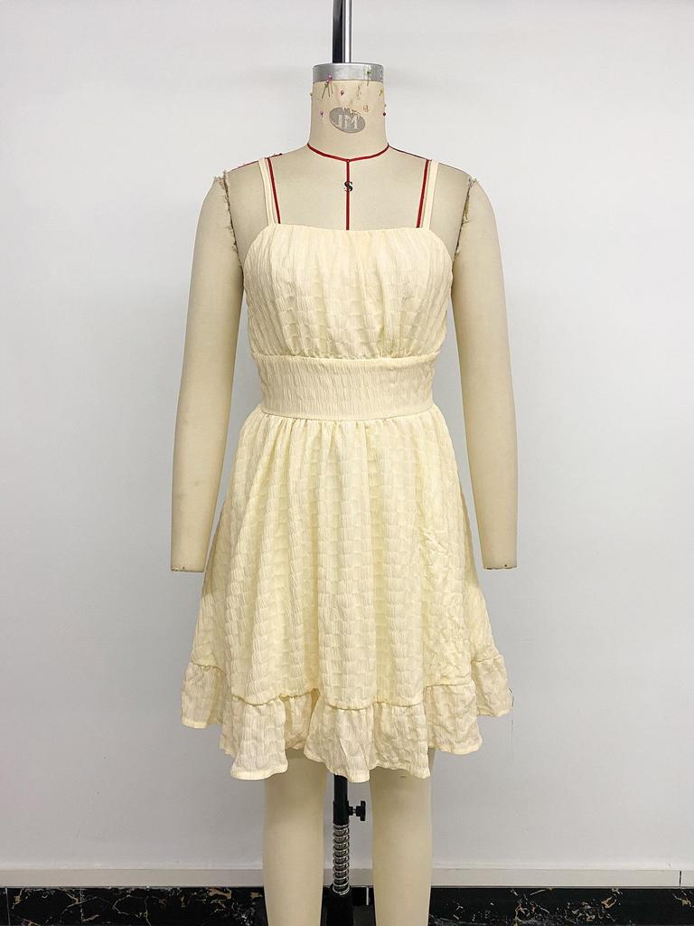 TikTok Europe & America Sweet Ruched Backless Summer Dress 2026