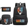 CR7 Ronaldo Backpack Football 67 Print School Bag With Shoulder Bag & Pencil Case For Student Boys Gift Daily Travel Rucksack