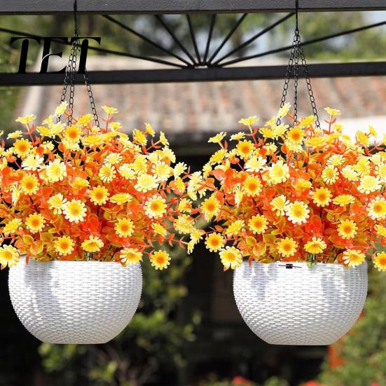 UV Resistant Fake Plants Fall Artificial Flower with Eucalyptus Leaf, Lifelike Faux Plants, Non Wading for Autumn Thanksgiving Harvest Festival