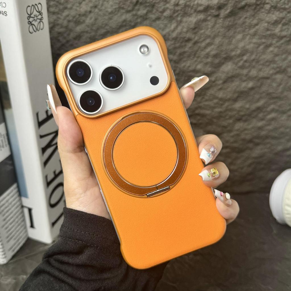 iPhone 13–17 Pro Max Magnetic Rotating Stand Frameless Protective Case