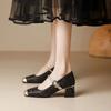 Versatile Single Shoes Women's Autumn New Soft-soled Thick Heel Square Head with Mary Jane Single Shoes