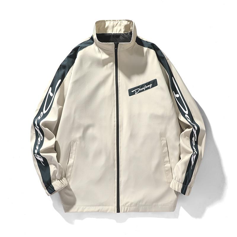 Men's Stand-up Collar White Jacket Spring and Autumn Casual Jacket Korean Version Trendy Men's Clothing
