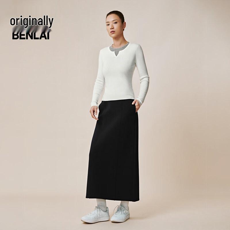 BENLAI Women's Cloud-Soft Straight Midi Skirt