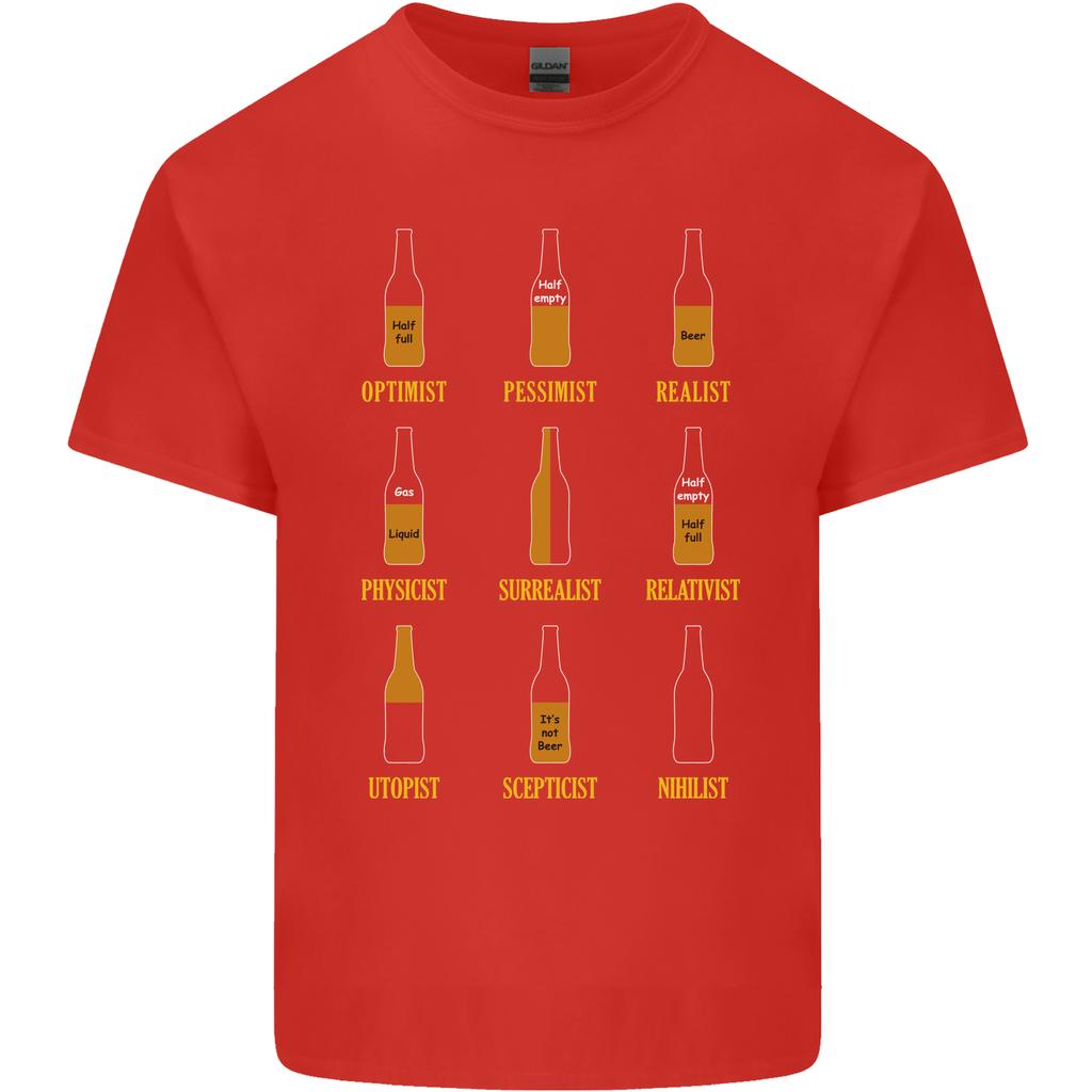 Optimism Pessimism Beer Alcohol Funny Unisexs Light Cotton TShirt