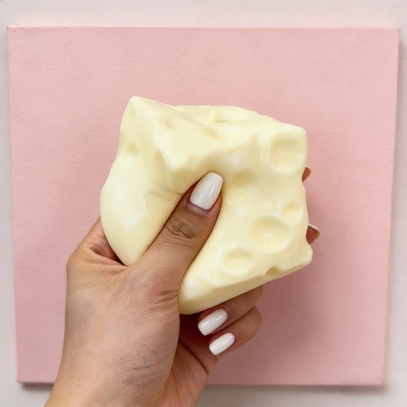 Jumbo Cheese Cube Stress Ball Big Cheese Shapeable Squeeze Ball Non-Bounce Fidget Toy Asmr Sensory Anti-Stress Festival Gift