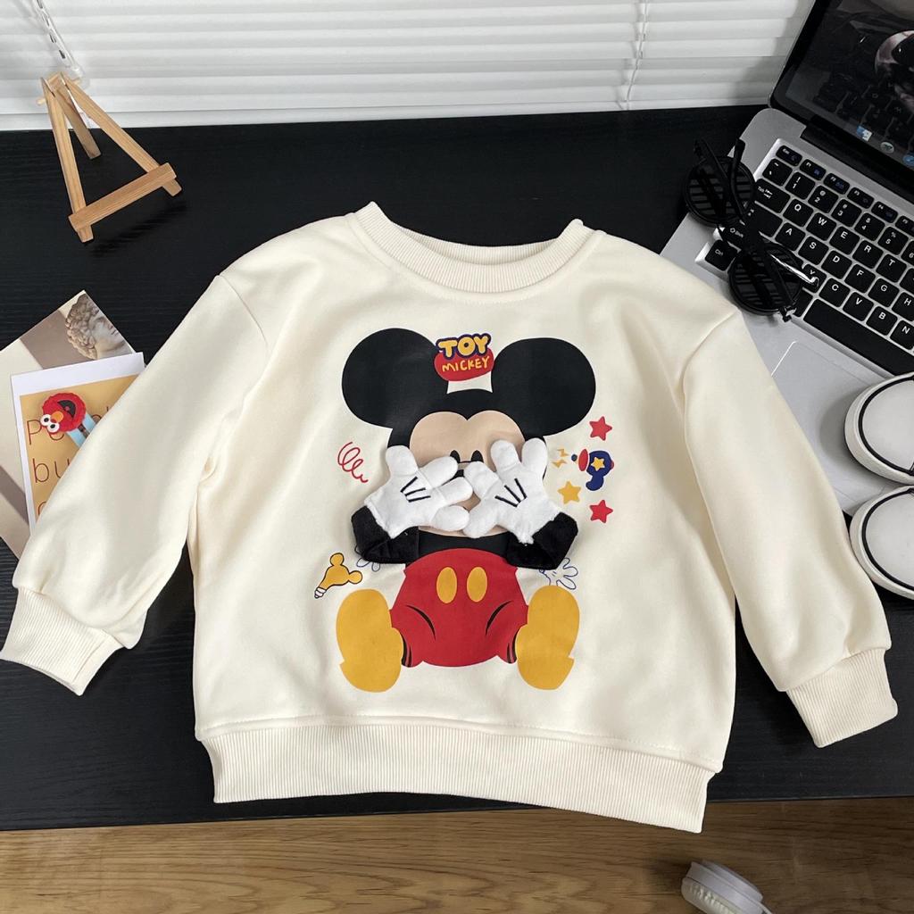 2025 Unisex Dětská 3D mikina s kapucí z plyše Mickey s fleecovou podšívkou – Dětské oblečení v korejském stylu