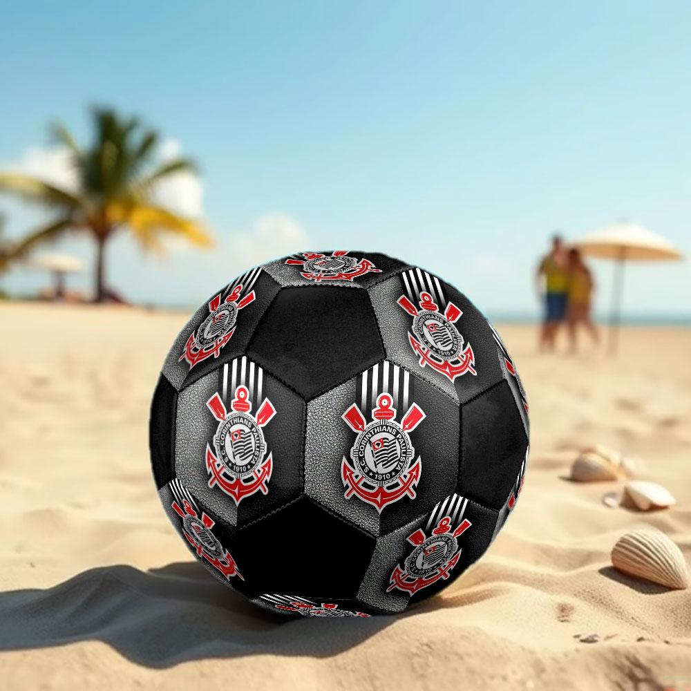 Sport Club Corinthians Paulista Size 5 Soccer Ball, Machine-Stitched PVC, Durable & High Bounce, All Ages Fit, Fan Merchandise, Matches & Outdoor Use.