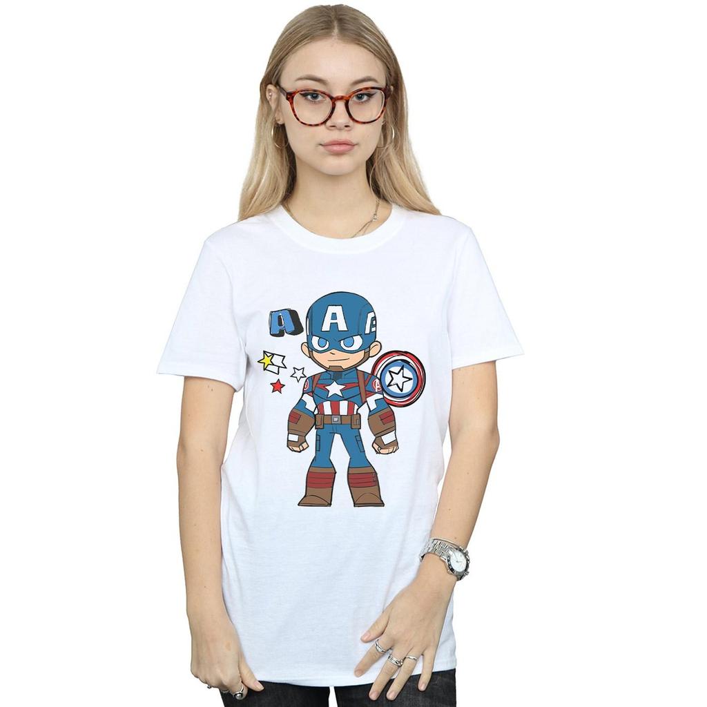 Marvel Womens/Ladies Captain America Sketch Cotton Boyfriend T-Shirt