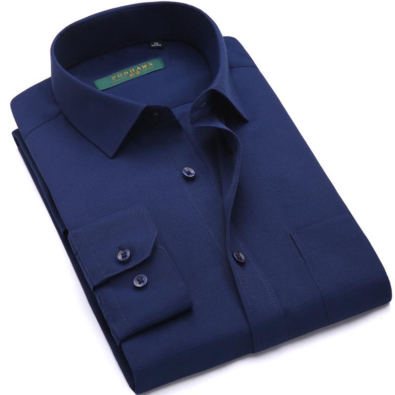 Frühling Herbst Business Casual Langarmhemd Herrenhemden All-Match Einfarbig Business Wear Plus Size Herrenbekleidung Anzüge & Blazer