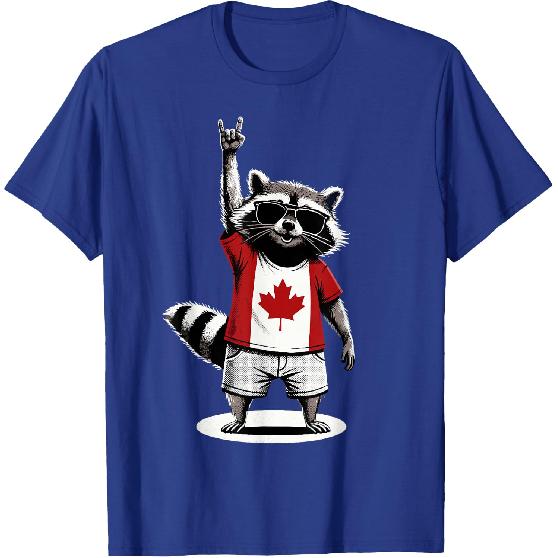 Raccoon Canadian Flag Rocks Funny Canada T-Shirt