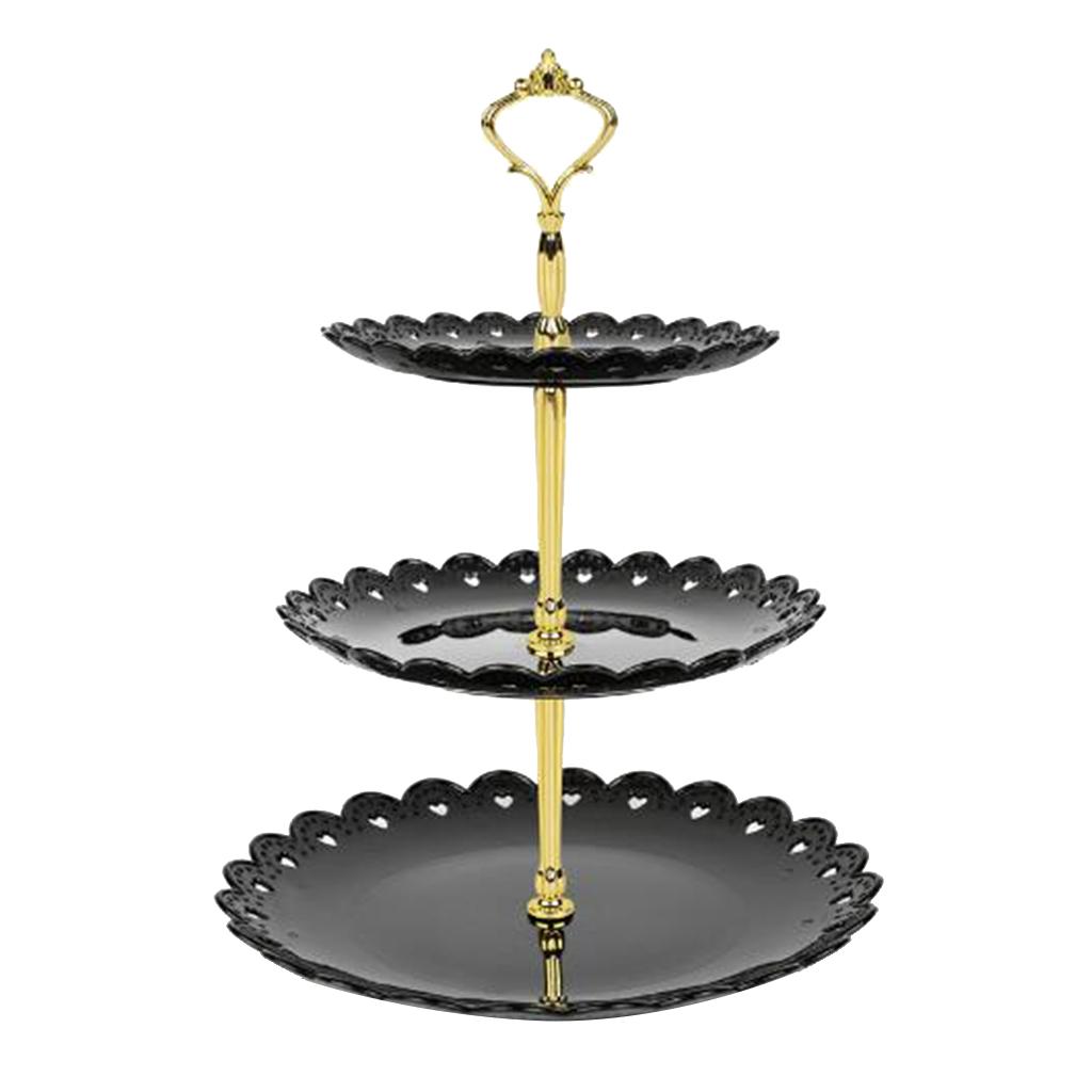 

3-Tier Cake Stand Elegant Dessert Cupcake Stand Pastry Serving Tray Platter for Tea Party, Wedding and Birthday чорний