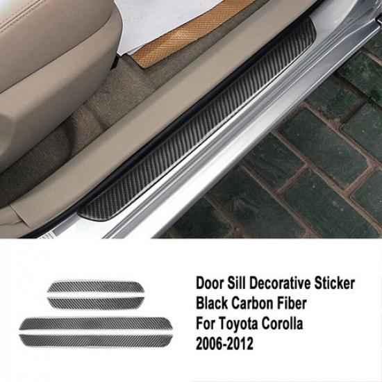 Carbon Fiber Door Sill Threshold Protection Cover Trim For Toyota Corolla 06-12