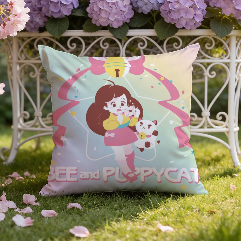 B-Bee And P-Puppycat Cushion Cover Home & Car Dual-Scene Pillow Cover: Reversible for Premium Comfort