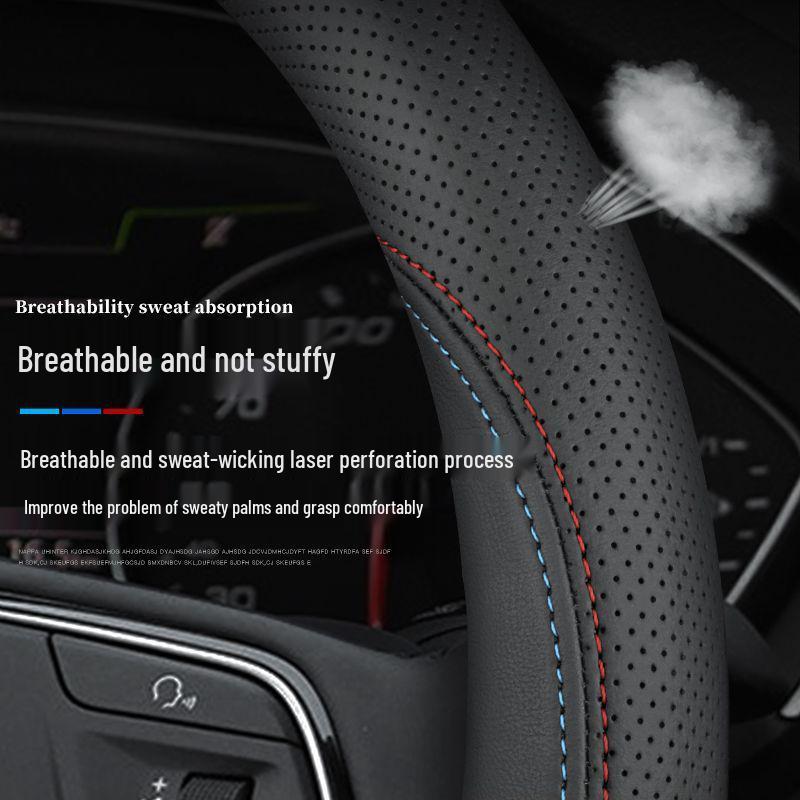 Changan Genuine Leather Steering Wheel Cover for CS35, CS55, CS75, CS95, Eado, Raeton, and Oshan - Four Seasons Edition
