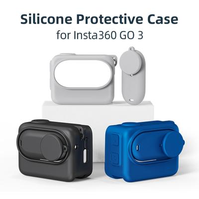 Rubber Sleeve Case for GO3 + Screen Protector Cover + Wrist Lanyard Silicone Protective Case for Action Camera