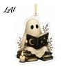 Holiday Party Favor Gifts Cute Ghost Hanging Ornaments Halloween Retro Decorations 2D Small Props Flat Acrylic Pendants for Tree Car Interior