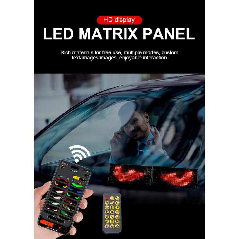 2PCS Devil Eyes Light For Windshield LED Eyes Dual Screen Sync App/Remote Control Custom Text LED Light Sign for Car Truck SUV