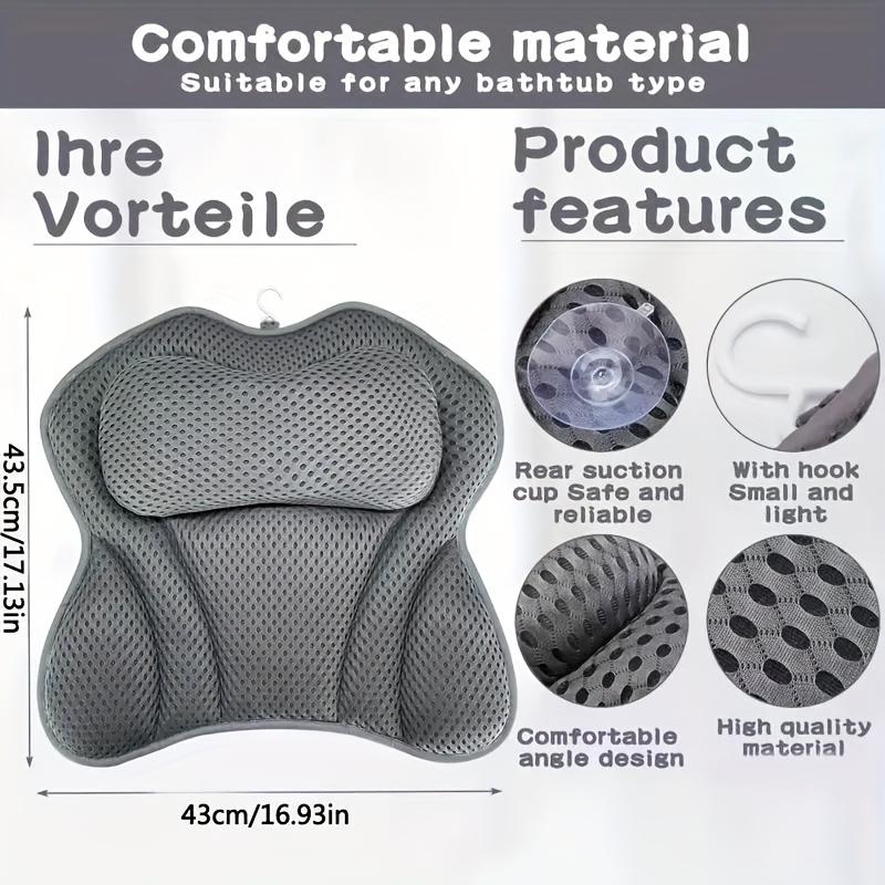 1pc Comfortable Bathtub Pillow Designed for Bathtubs, Adjustable Design Fits Your Neck Curve, Quick-Drying, Non-Slip