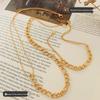 18K Gold Plated Bead Patchwork Necklace & Bracelet Set in Titanium Steel, European & American Fashion.