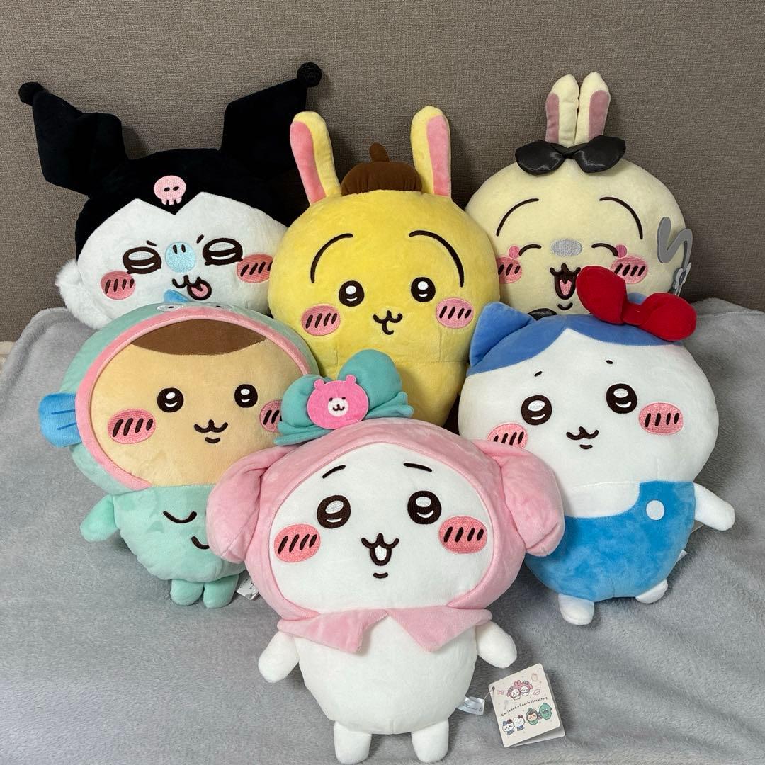 Chikawa Sanrio Characters BIG Plush Toy Set 5 + Bad Version Rabbit